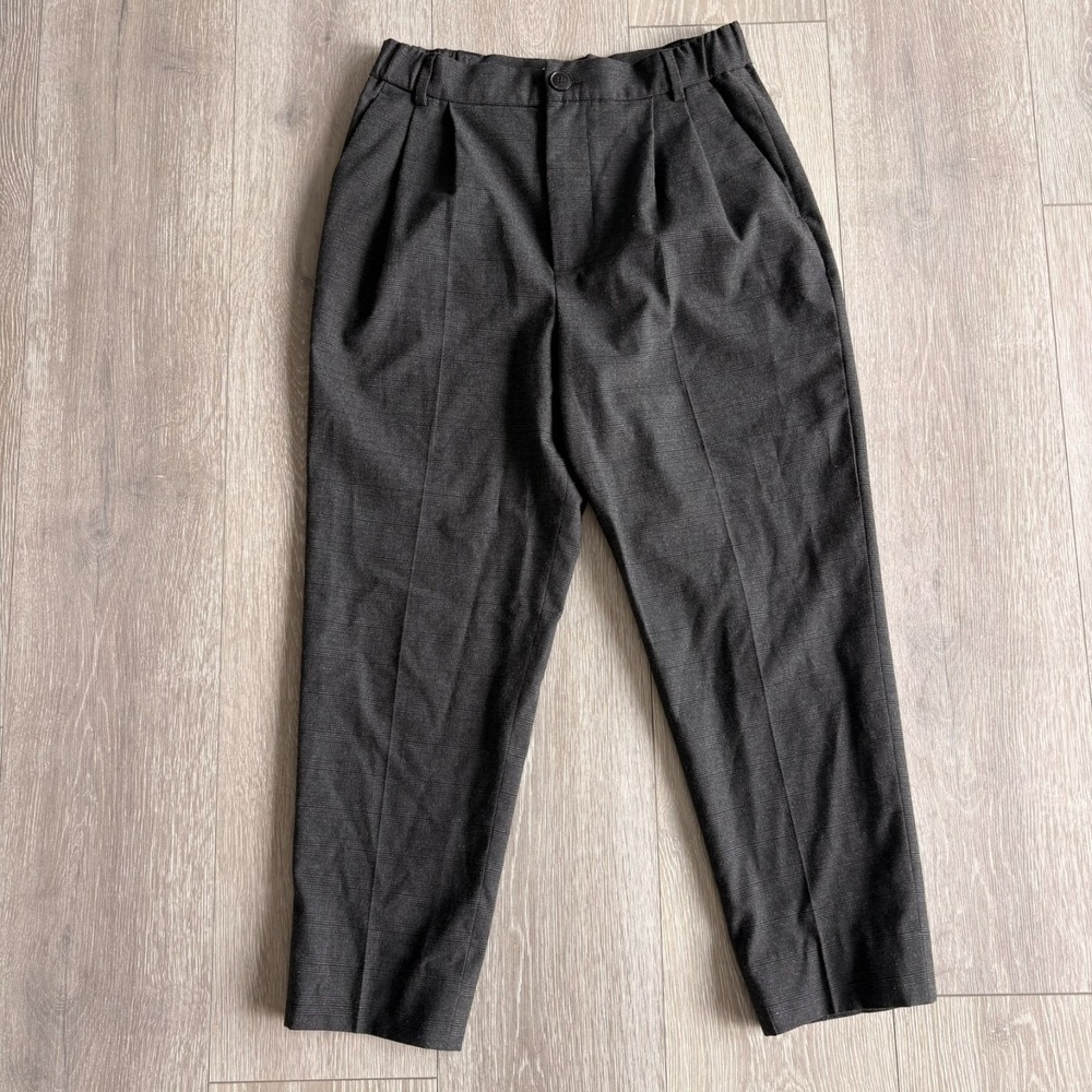 Zara Womens‎ Black High Rise Preppy Pleated Front Plaid Trouser Pants Size XS